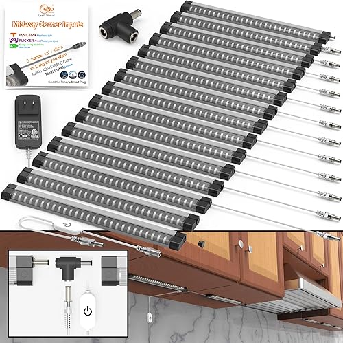 Miniatura 16 de Iluminación LED para debajo del gabinete, luz táctil para gabinete, cable ajustable integrado, sin cables desordenados, 3 paneles de luces