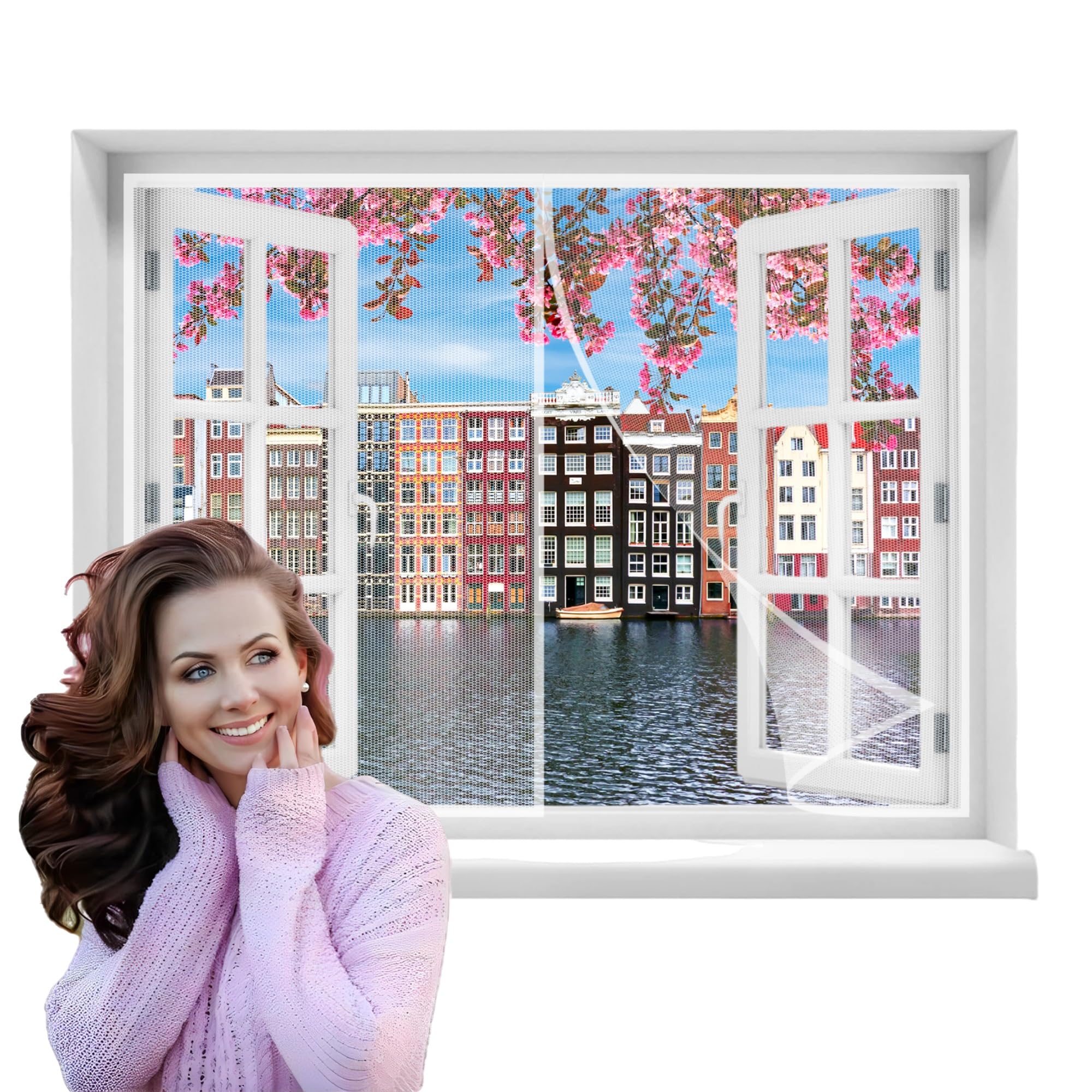 Rideau moustiquaire aimanté 150x195cm blanc haute protection fenêtre