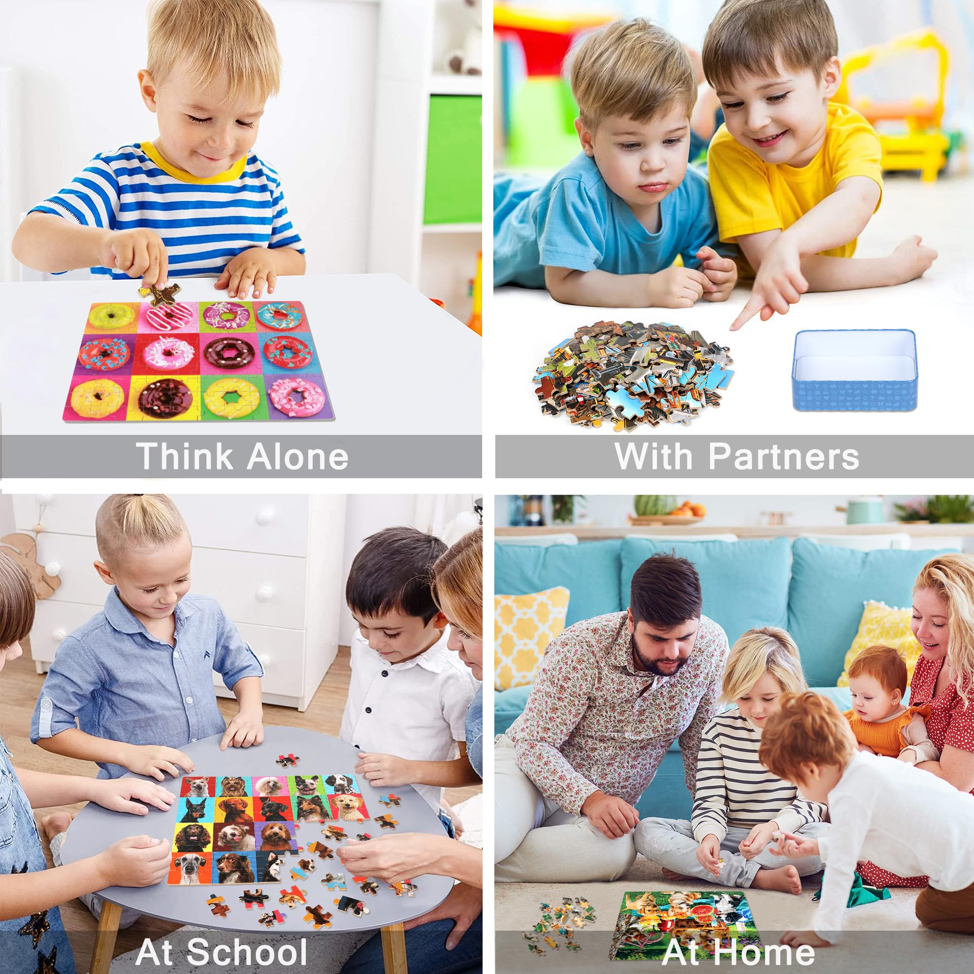LELEMON Puzzle für Kinder von 4 bis 6 Jahren, 100 Teile für Kinder von 4 bis 8 Jahren in einer Metallbox, Lernpuzzle für Mädchen und Jungen