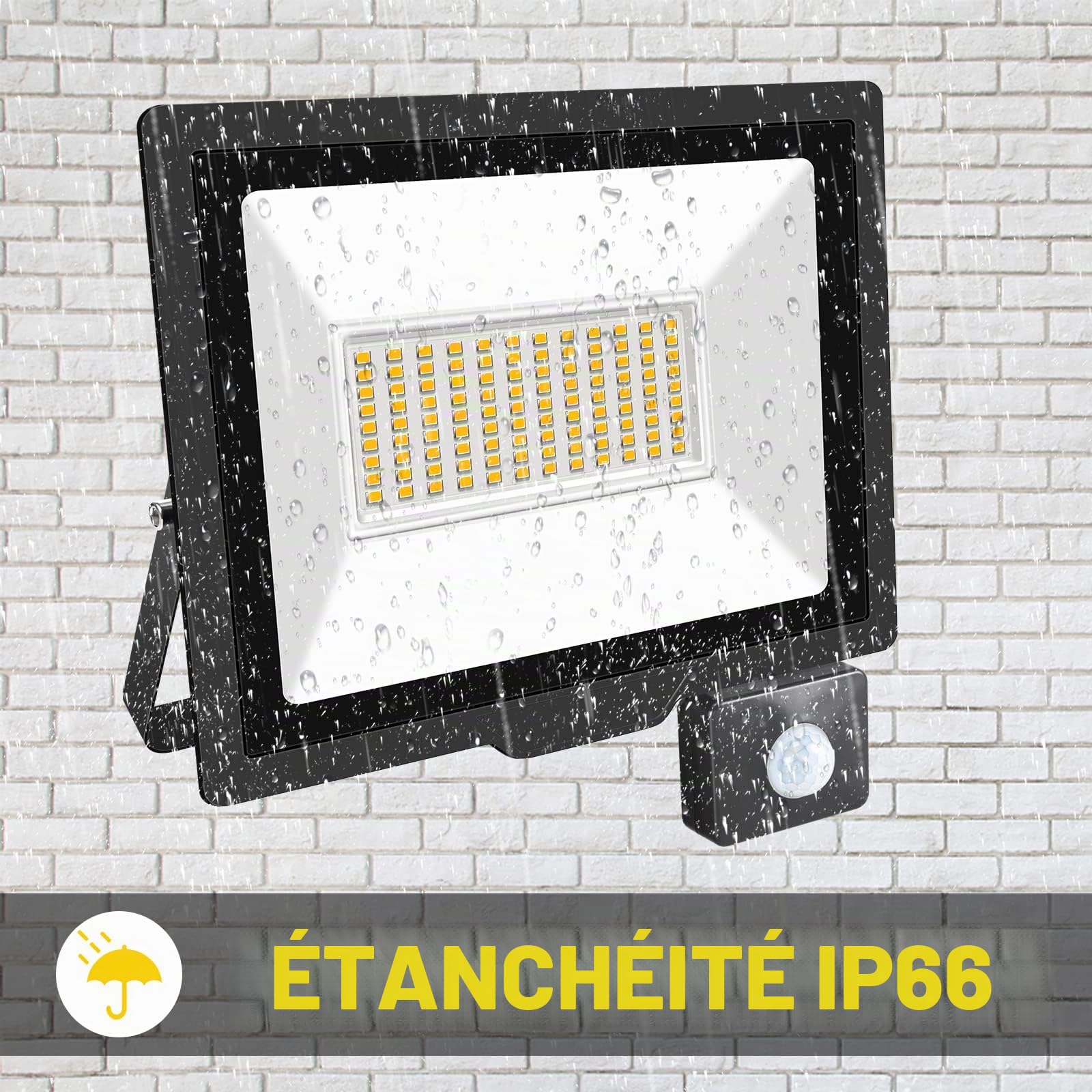 Willpower Projecteur LED Extérieur 75W Spot LED Avec Détecteur de Mouvement