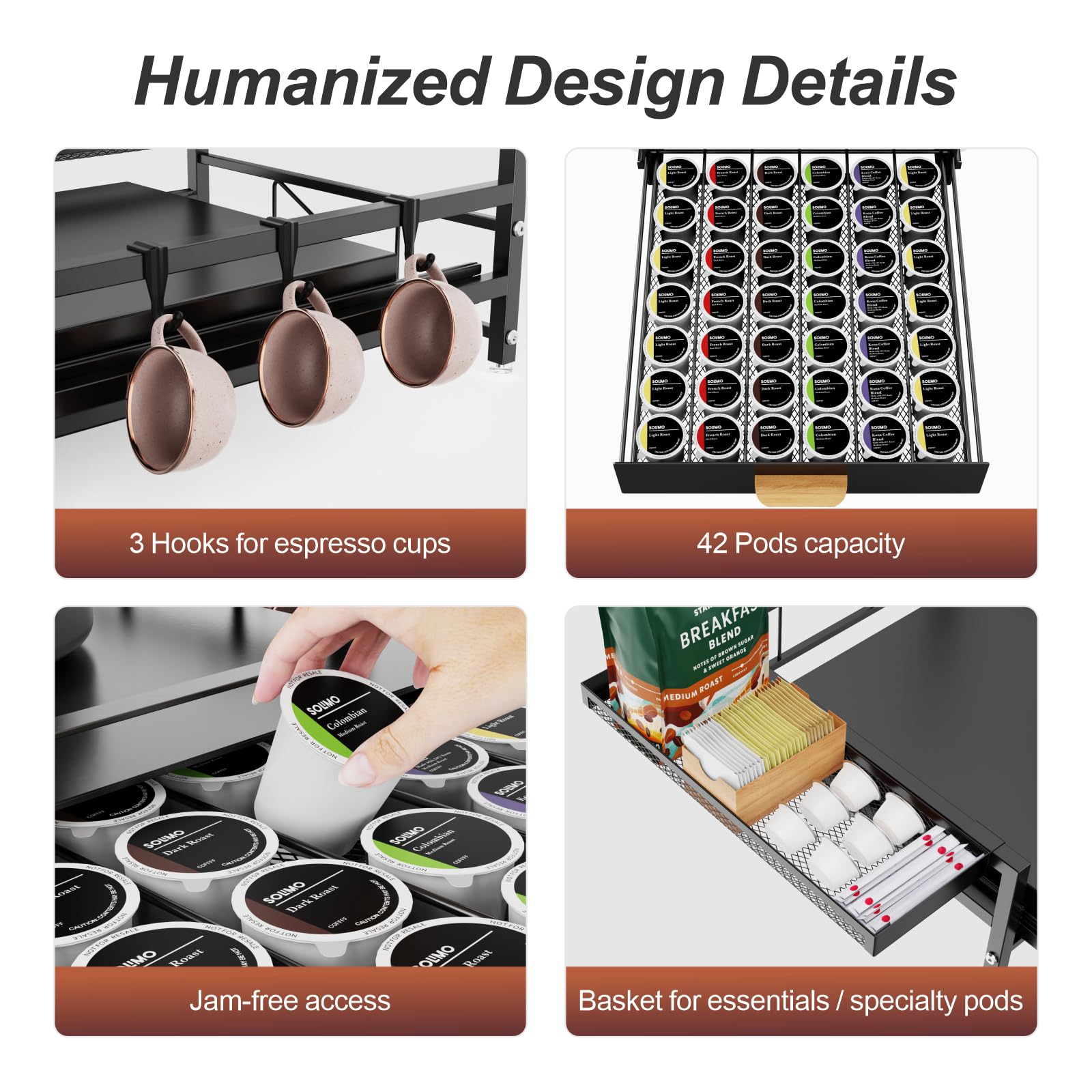 Organizer Per Cialde Da Caff&egrave; K-Cup - Cassetto Scorrevole Senza Montaggio, Fino A 35 Capsule