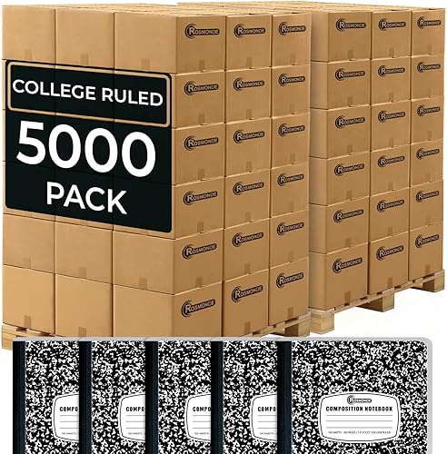 Miniatura 15 de Rosmonde Paquete de 50 cuadernos de composición a granel, cuadernos de rayas universitarias, 200 páginas (100 hojas), 9-3/4 x 7-1/2, encuadernación