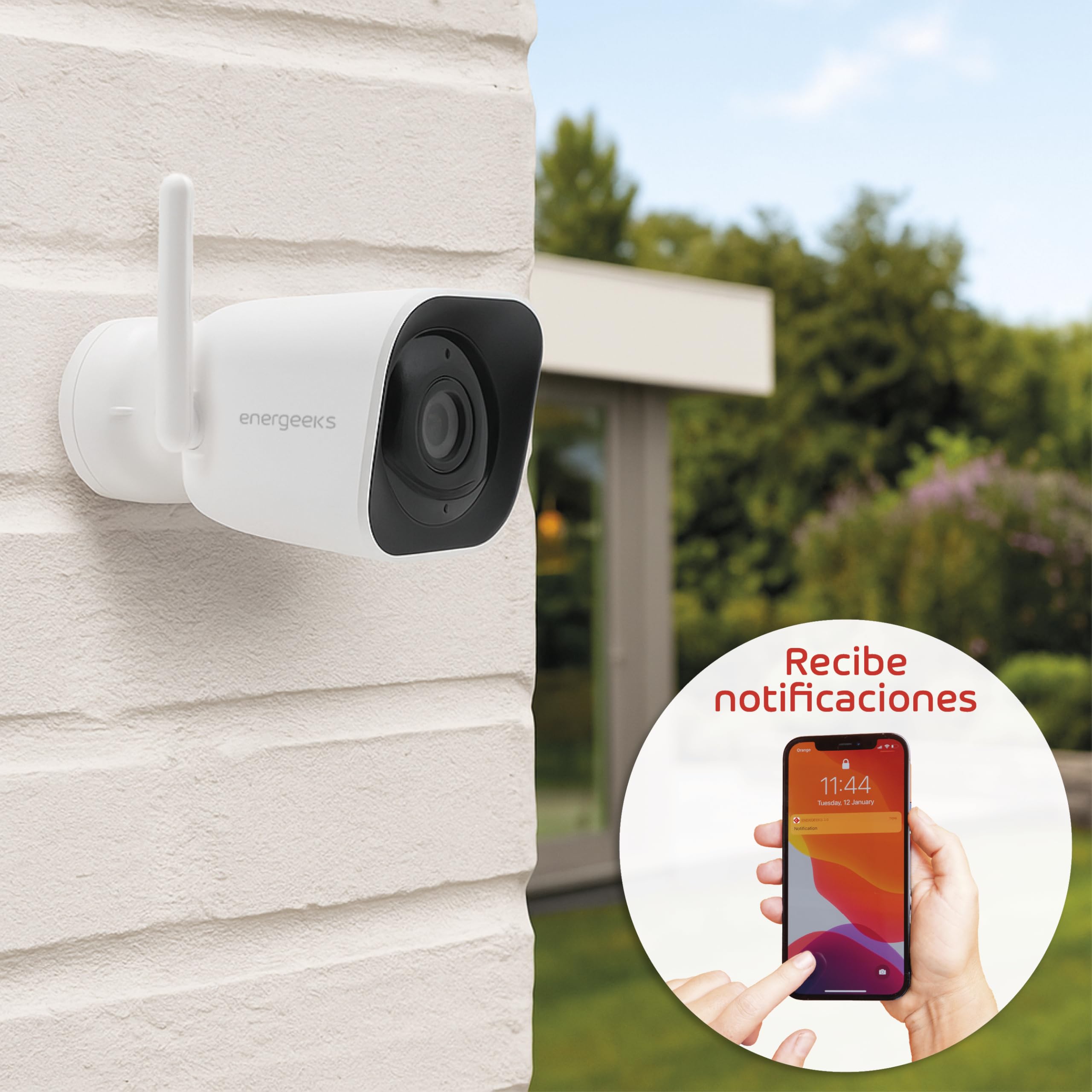 energeeks Guardian III kamera zewnętrzna WiFi - Dual 2,4/5 GHz - 4 MP Ultra HD - Instalacja Bluetooth - IP65 - Wykrywanie dźwięku i człowieka - Syrena odstraszająca - Zgodność z ONVIF