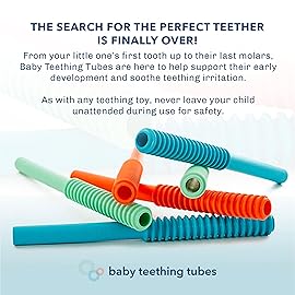 Baby Teething Tubes - Made in The USA Baby Teething Toys - Soft & Durable Infant Toys and Toddler Silicone Teether - 7 Inches, Ivory - Baby Must Haves for Teething Relief - Food Safe & Easy to Clean