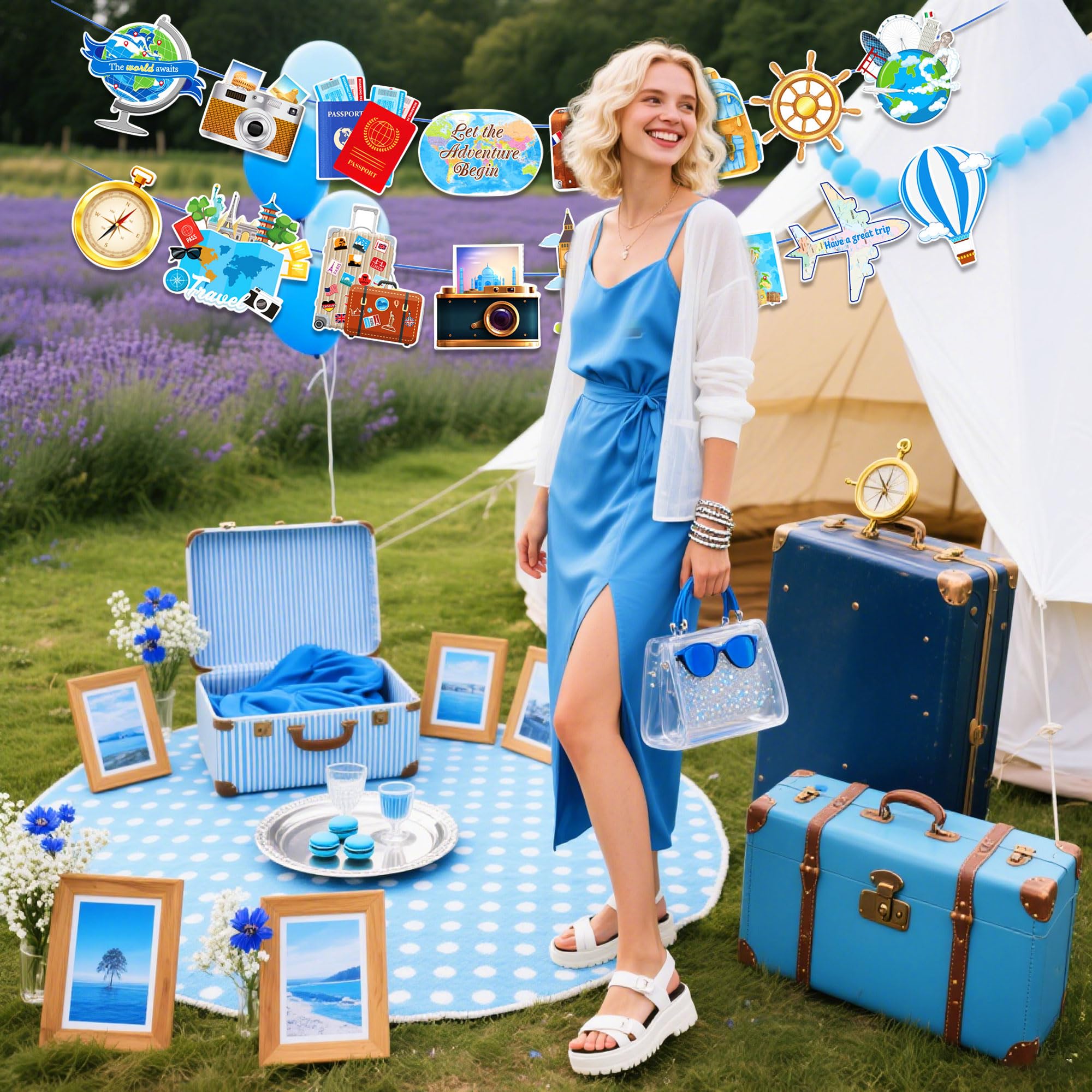 Cheereveal Striscione "Love Is An Adventure" A Tema Foreste E Campeggio Per Feste - 3