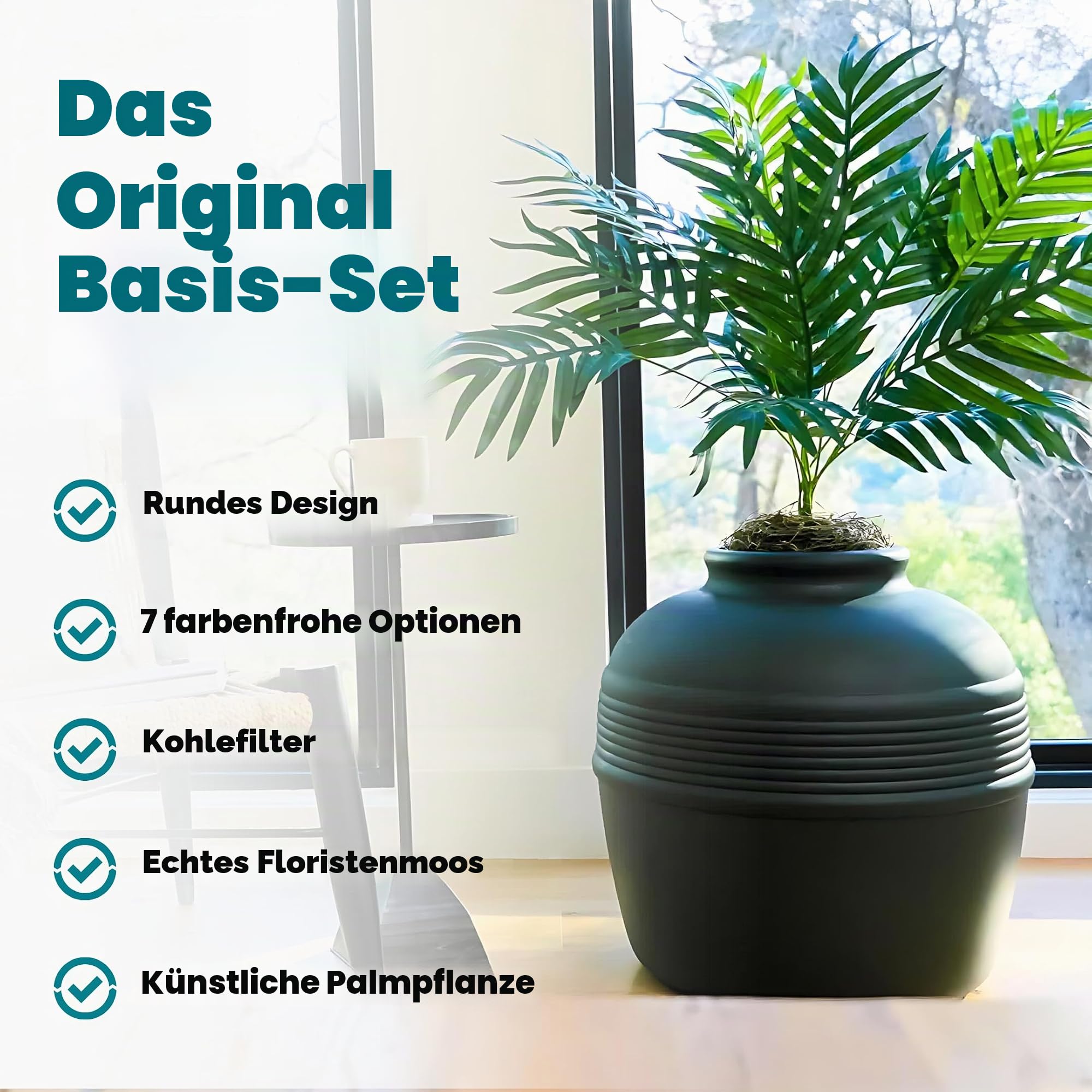 Good Pet Stuff, The Original versteckte Katzentoilette, künstliche Pflanzen und geschlossener Katzentoilette, belüftet und Geruchsfilter, leicht zu reinigen, schwarzes Wildleder