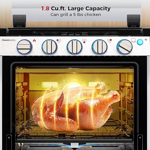 Miniatura 4 de CAMPLUX - Estufa clásica de propano para autocaravana de 21 pulgadas, horno de propano con 3 quemadores para RV, estufa de propano para caravana,