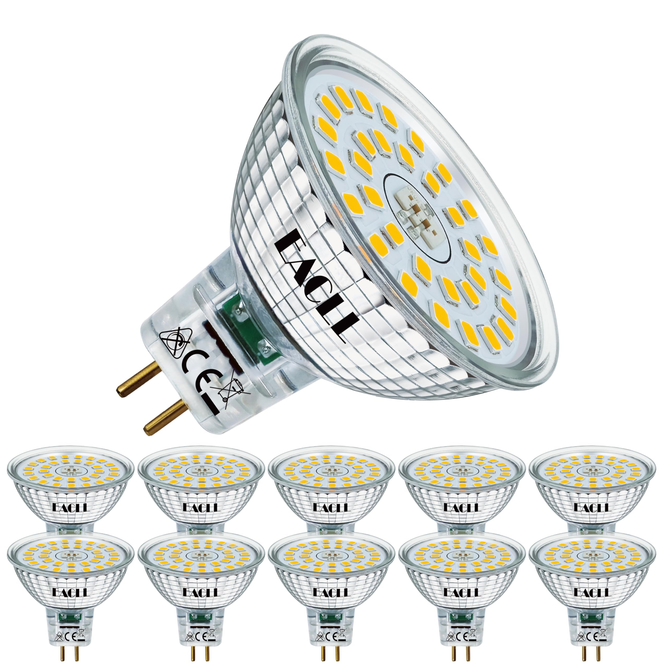 EACLL GU5.3 LED 6W/6.5W Ersetzt 50W/55W/60W Halogen MR16 Glühbirne Leuchtmittel, AC/DC 12V Flimmerfrei Strahler, Abstrahlwinkel 120 Grad Spot, Nicht Dimmbar Reflektorlampen