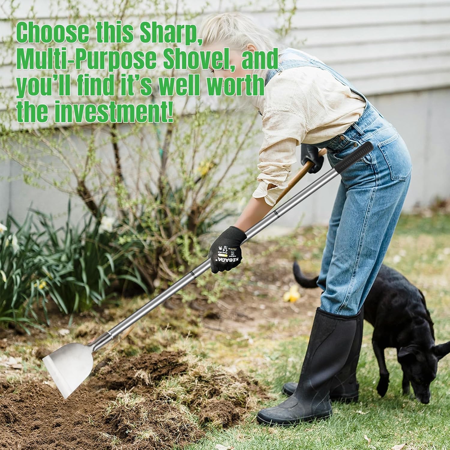 Snow Shovel for Driveway, Ice Scraper, Floor Scraper Long Handle, Garden Shovel Heavy Duty with Flat Head, Weed Scraper, Sod Cutter Remover Tool for Lawn Edger, Edging Shovels for Landscaping,