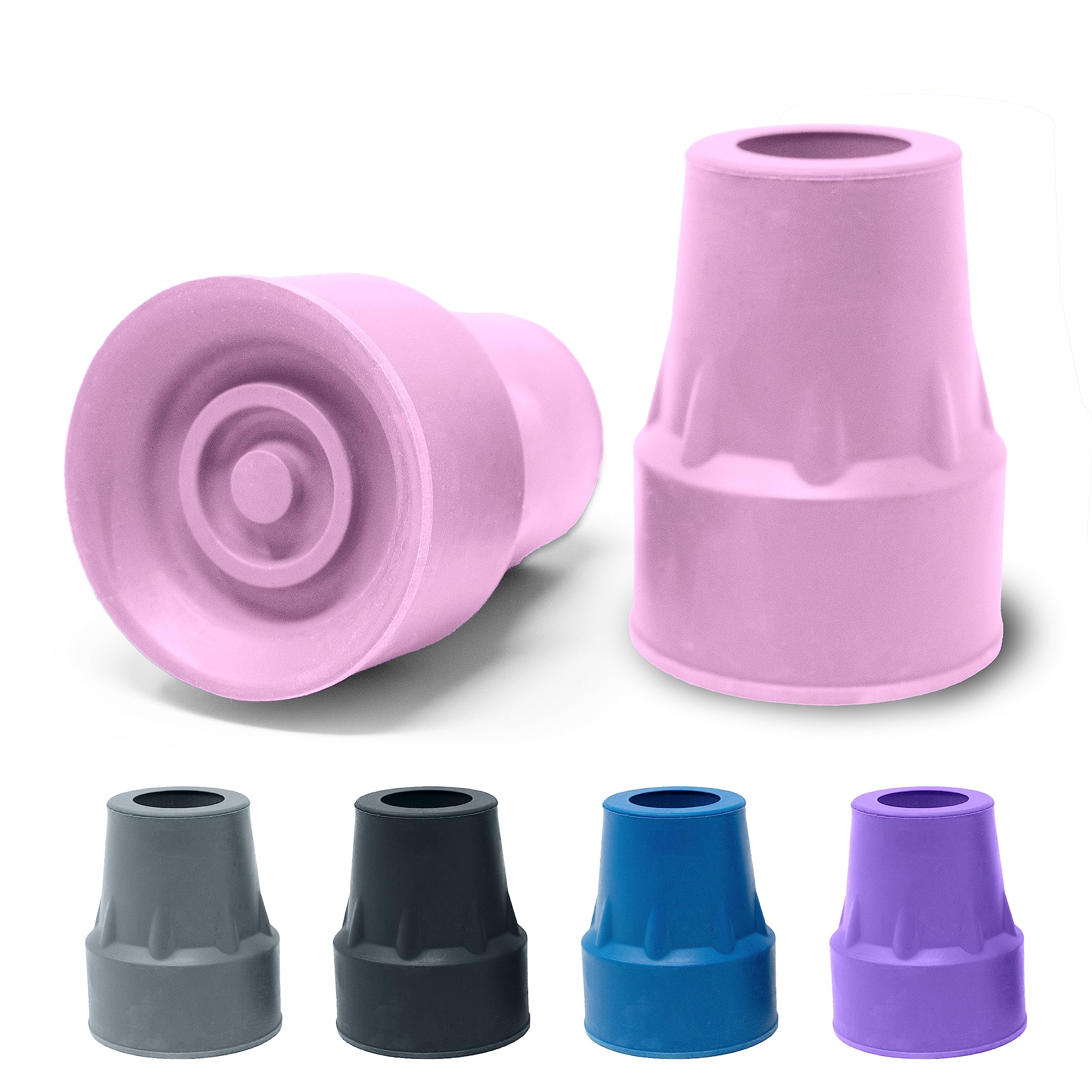 Puntas de muleta reforzadas de acero de 7/8 pulgadas, 1 par (rosa)