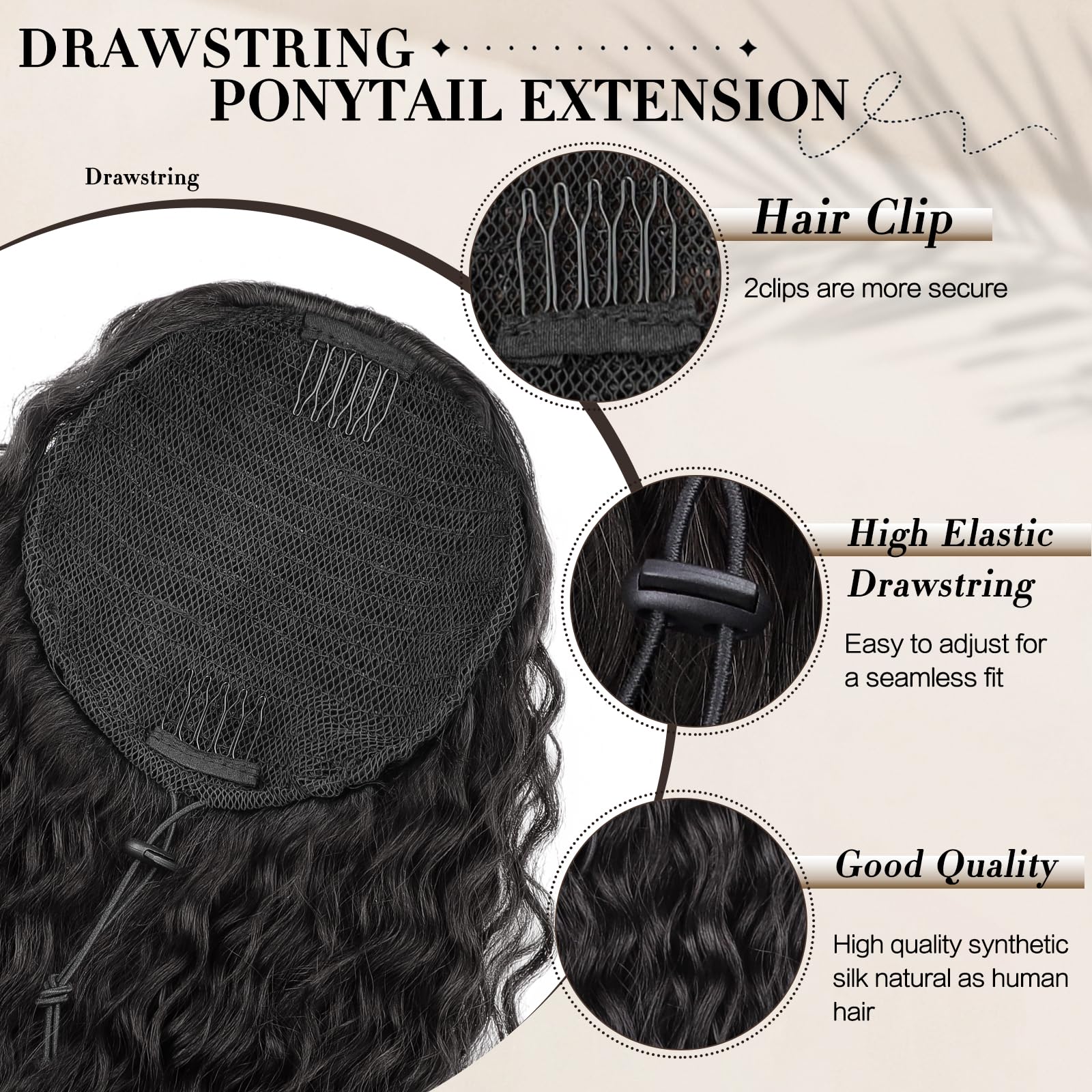 FREEMEIGE Curly Synthetic Ponytail Hair Extension for Black Women