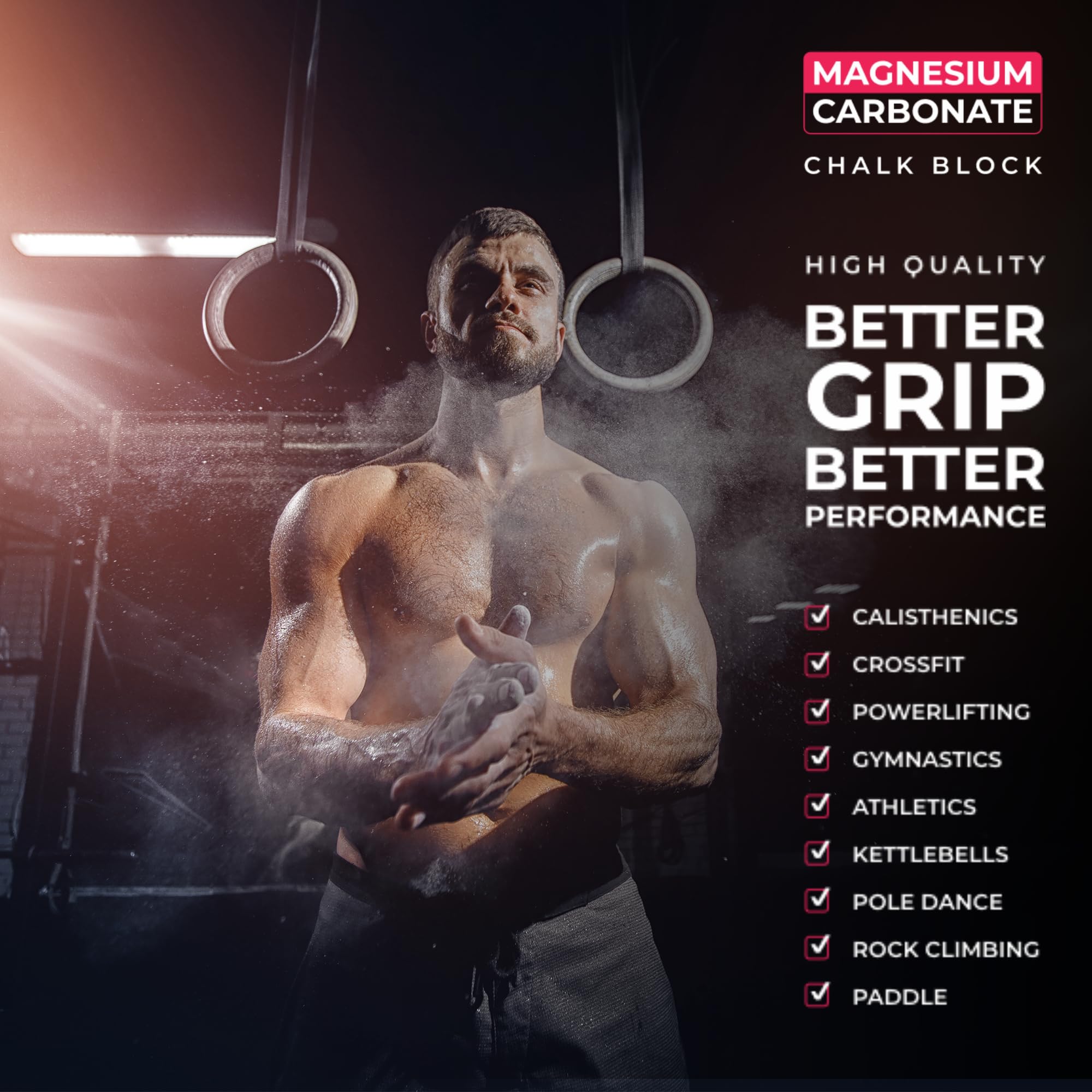 MONTALMO Bloques de Magnesio para Escalada, Crossfit, Calistenia, Halterofilia, Pole Dance, Kettlebell, Fitness, Entrenamiento Deportivo | Chalk Block | Tiza de Magnezia para Manos — view 3