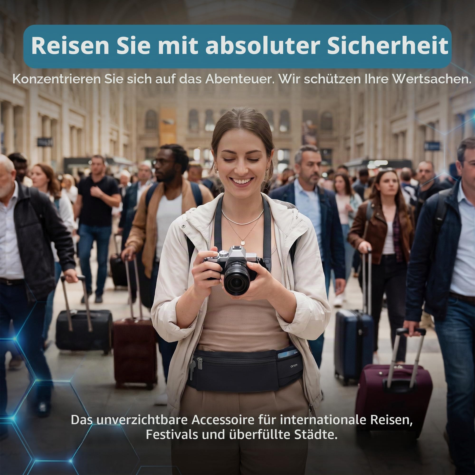 The Belt of Orion Laufgürtel, schlanke Bauchtasche für Damen und Herren, Diebstahlsicherung, Reisepasshülle und Geldgürtel für Reisen, bequeme Handyhalterung für Laufen, Wandern, Fitnessstudio, Reisen