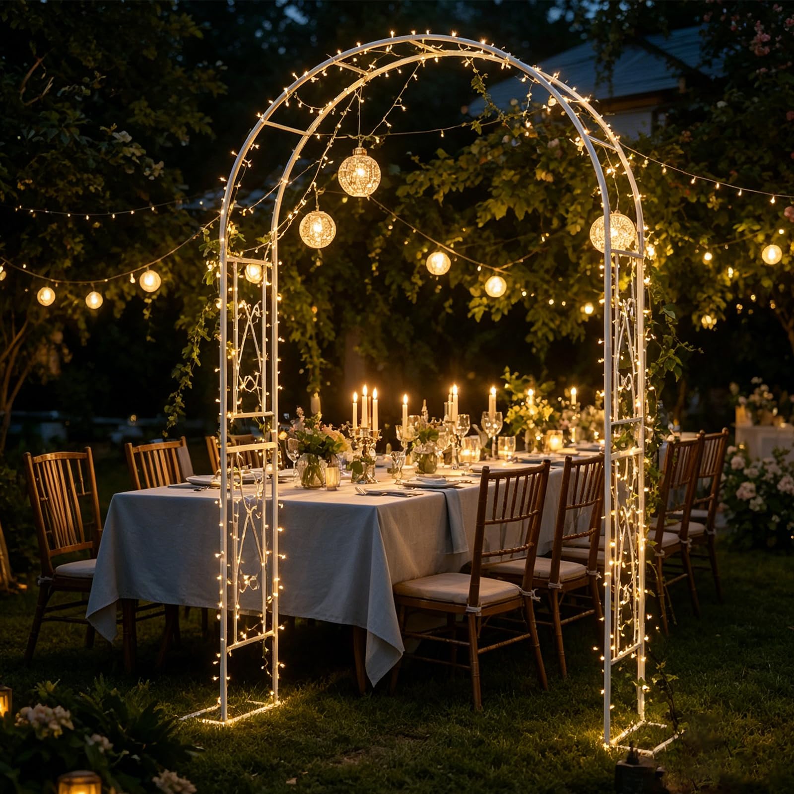 Rosenbogen,Gartenbogen aus Metall,Garten Dekoration mit Sockel, Tragbarer Blumengirlanden Rahmen für Party, Hochzeitsdekoration Outdoor(L180xW40xH230cm)