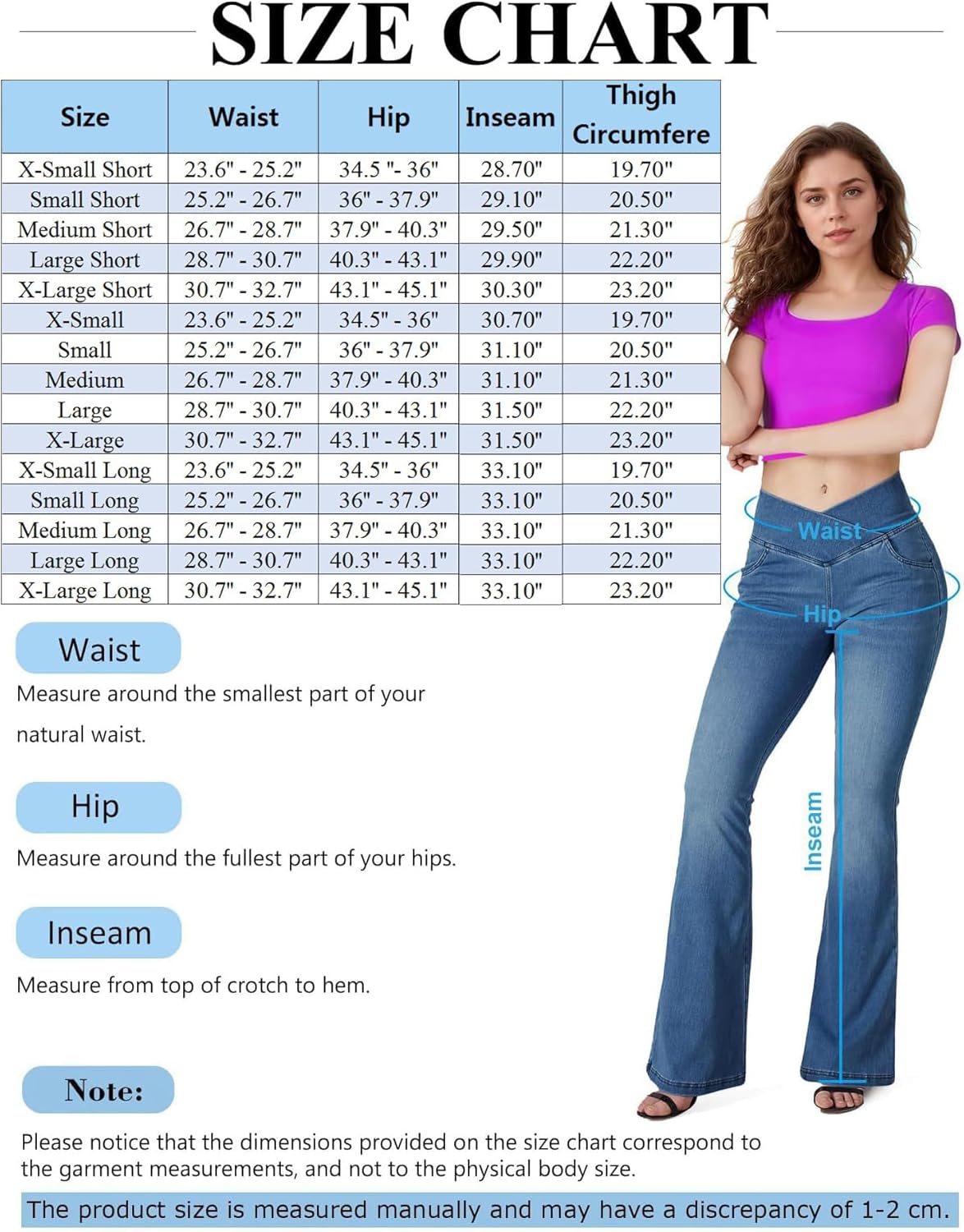 BlueRose Flare Jean for Women,Bell Bottom Jeans for Women Knit Crossover High Waisted Bootcut Jean - Image 5