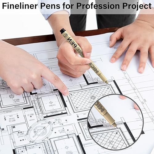 Miniatura 8 de Micro-Pen Fineliner - Bolígrafos de tinta negros juego de microbolígrafos de 12 tamaños, bolígrafos de tinta de punta fina para artistas,