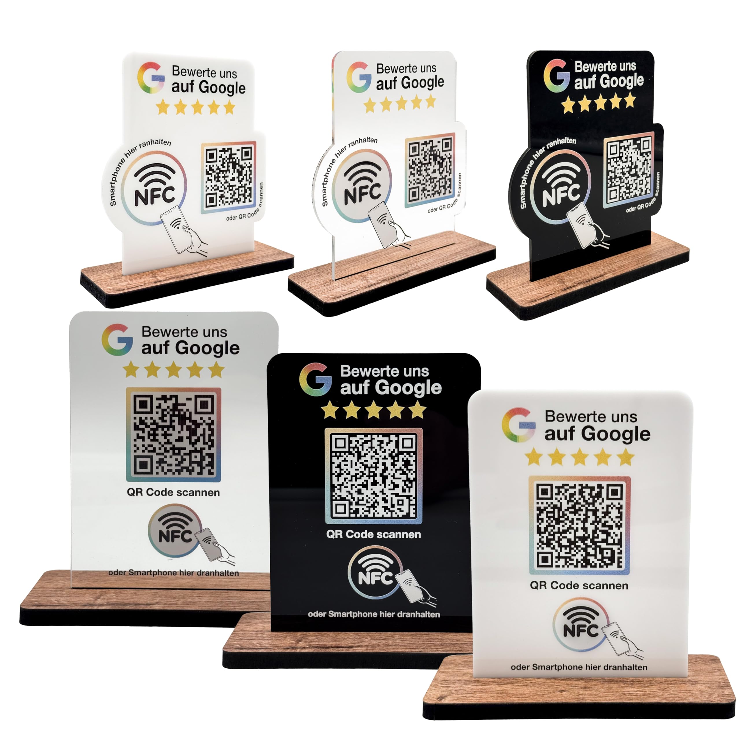 Espositore per valutazione google NFC & QR Code – Segnalo/Display per valutazioni per bancone, recensione, pratica, ristorante, studio – Espositore per recensioni/revisione (bianco, V1 DIN A5)