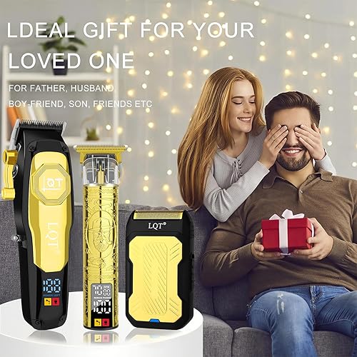 Miniatura 8 de Cortadora de pelo profesional inalámbrica para hombres, juego de cortapelos recargable y recortadora de barba con hoja en T, palanca ajustable,