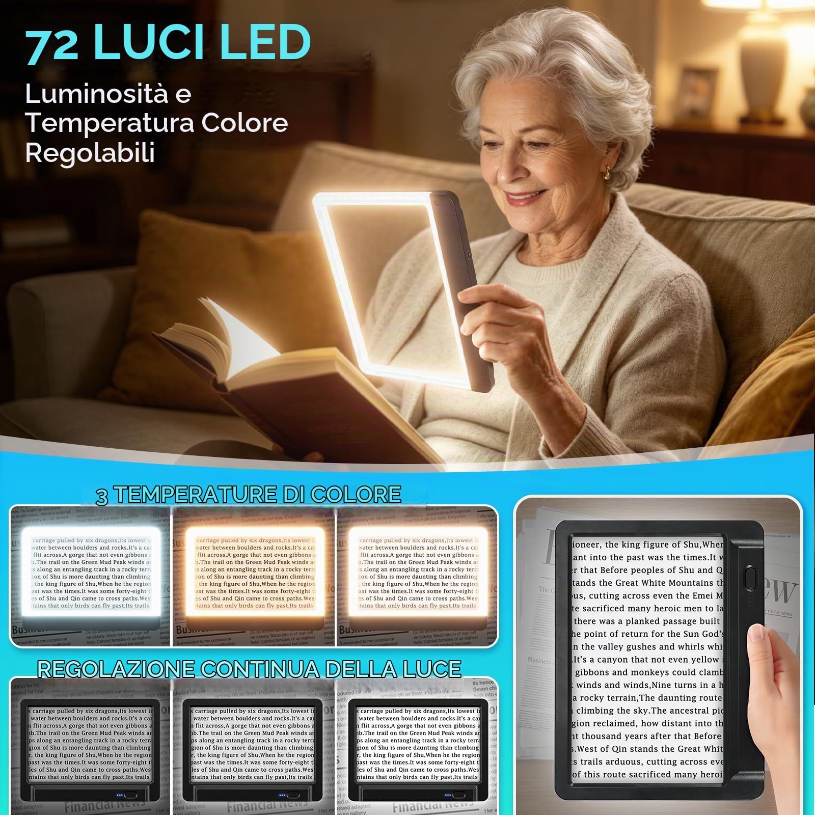 NZQXJXZ 6X Lente Ingrandimento con Luce, Lente d'ingrandimento Mani Libere