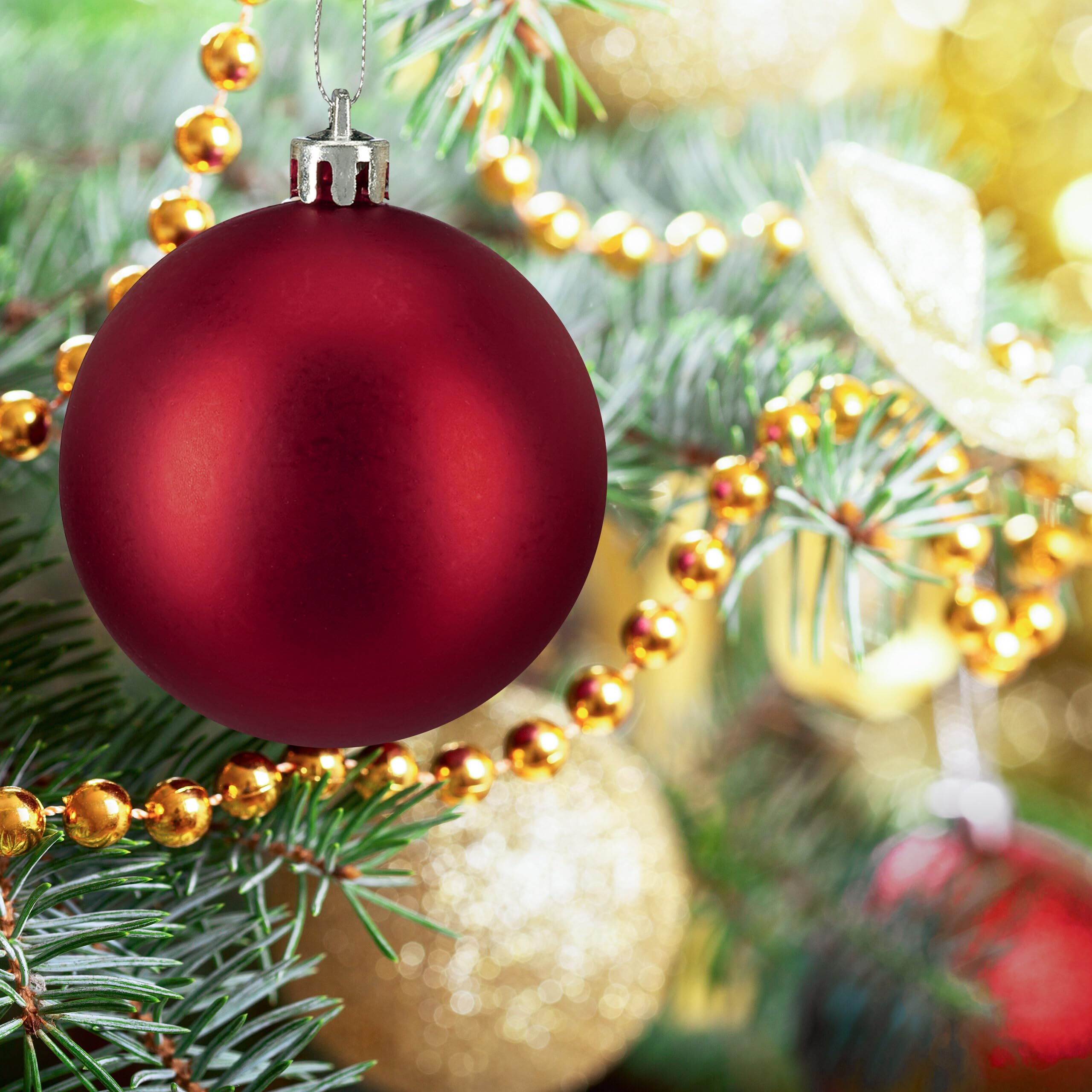 Relaxdays Boule de Noël, lot Pratique de 100, Mate, Plastique Robuste, pour Le Sapin, diamètre : 6 cm, Rouge