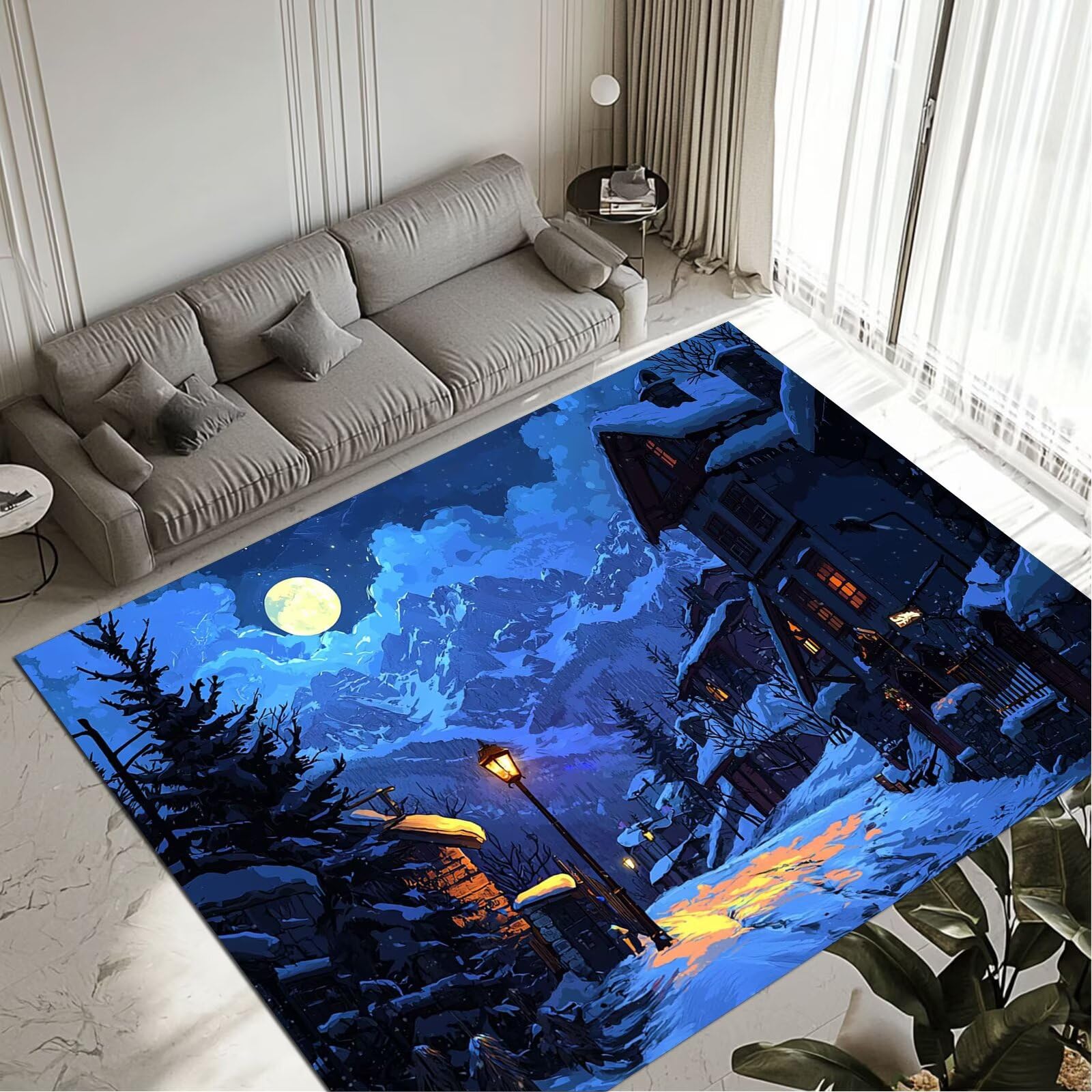 Tapis Moon petit tapis salon chambre adulte 60x90cm lavable et étanche