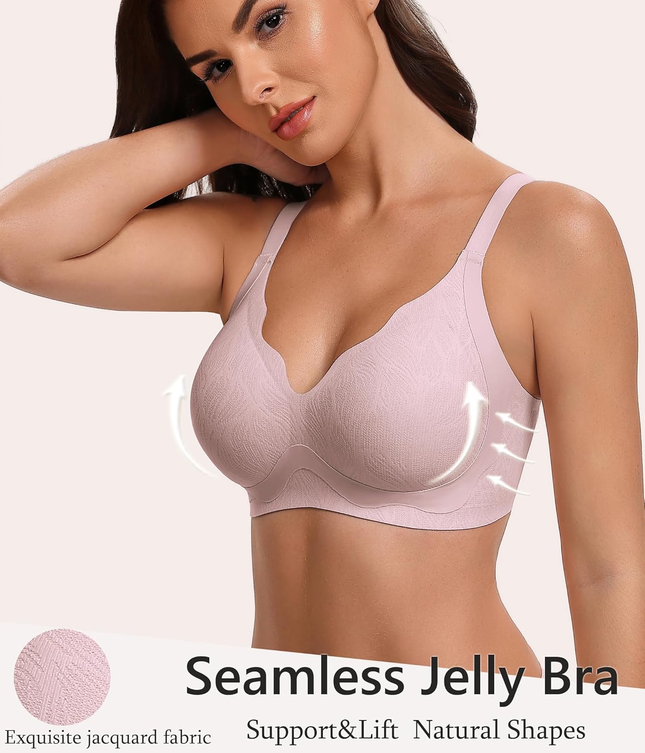Avidlove Wireless Bras for Women Comfort Seamless Jelly Supportive Bra Full Coverage Tshirt Push Up Bralette Everyday Bras - Image 2