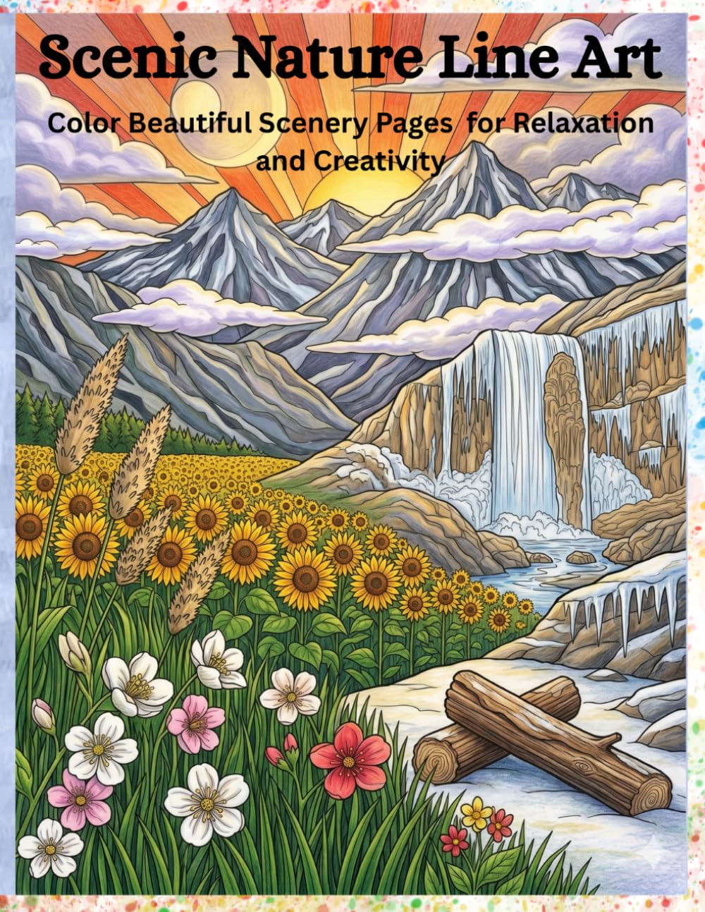 Scenic Nature Line Art: Color Beautiful Scenery Pages for Relaxation and Creativity