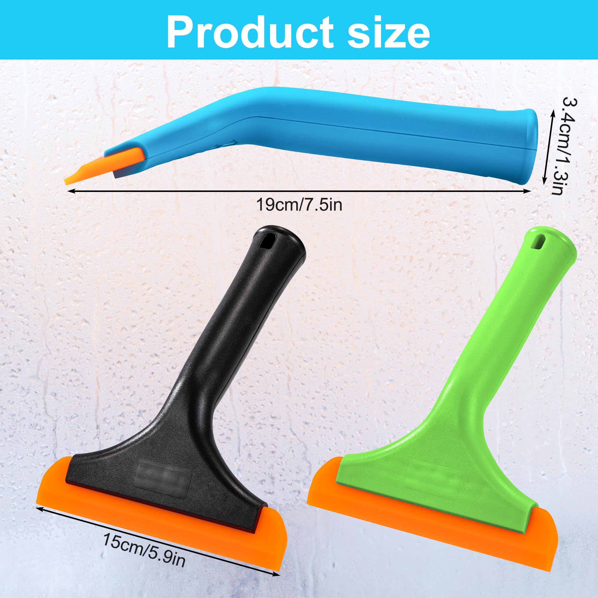 Escobilla de Silicona para Ventana Flexible Extractor de Ventana de Silicona Rasqueta limpiacristale para Puertas de Vidrio Espejo Parabrisas de Coche 3 Piezas