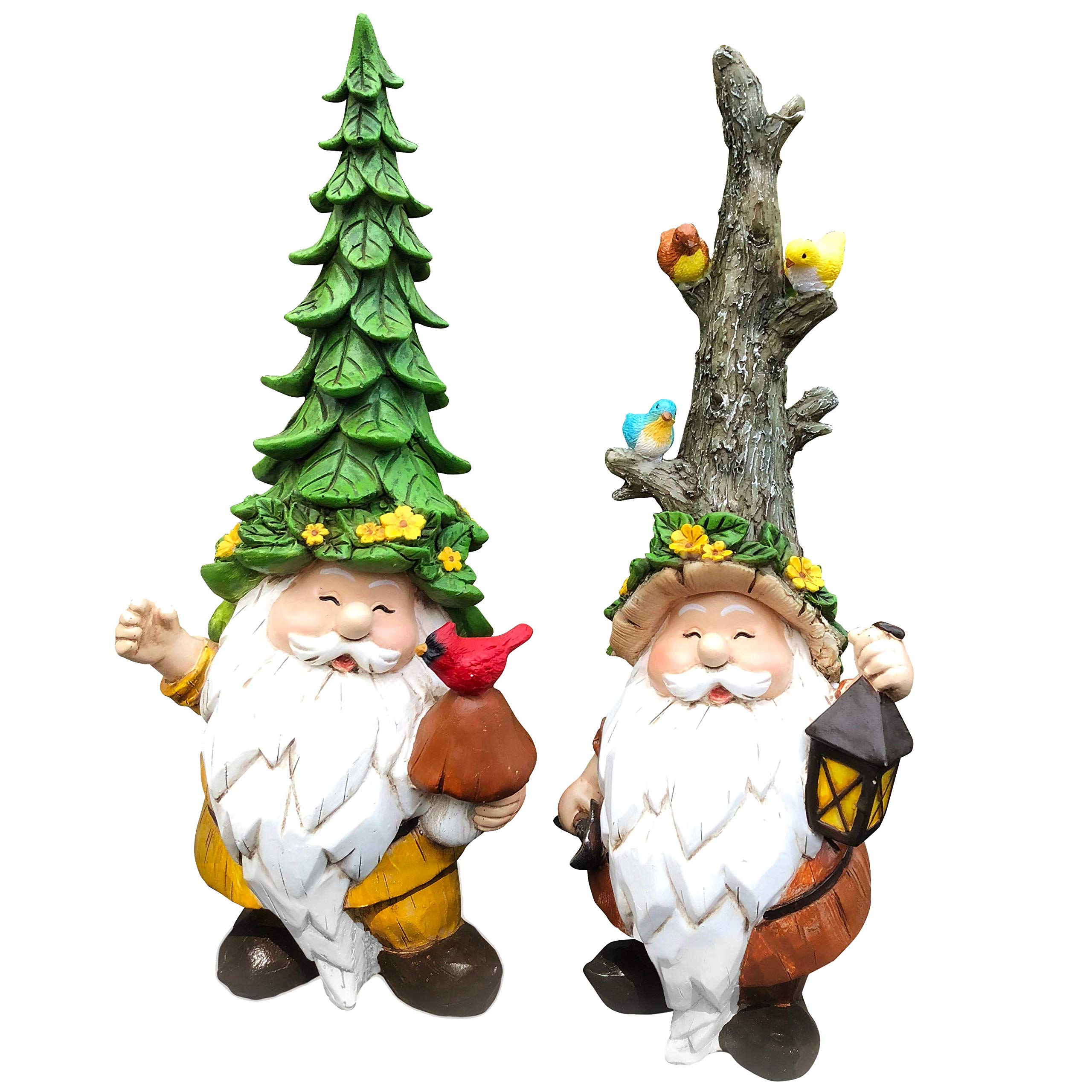 HARMONY CODE Garden Gnomes Statues- Unique Gnome Set of 2 Gnomes Great Gnome Gift