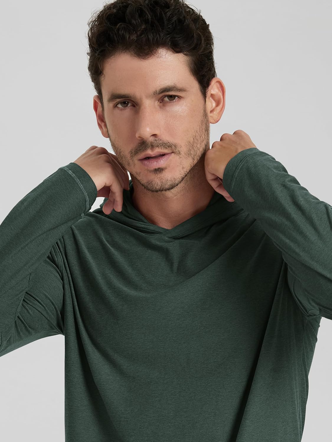 ODODOS Men's Long Sleeve Hoodie - odSTRATUM Tech Performance Pullover - Ultra Soft Moisture Wicking UPF 50+ Top