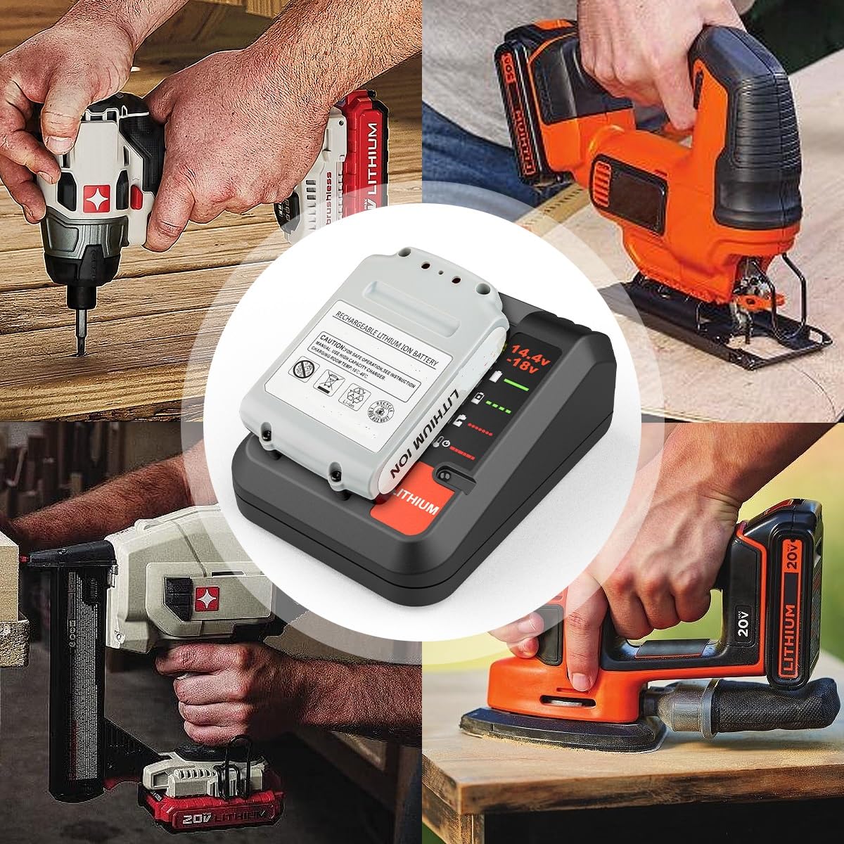ENERGUP 3A Cargador de Repuesto para Black & Decker Cargador 18V Compatible con Black+Decker Batería 18V BL2018 BL4018 BL1518 LBXR20 LBXR20B