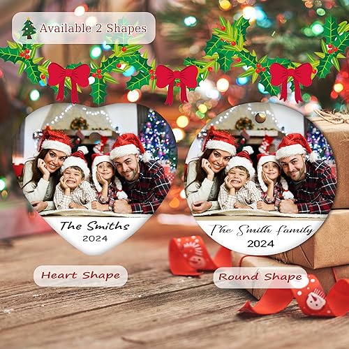 Miniatura 3 de Adorno de Navidad con foto personalizada 2024 con texto, adorno de Navidad personalizado para familiares, niños, amigos, parejas, bodas, recuerdos,