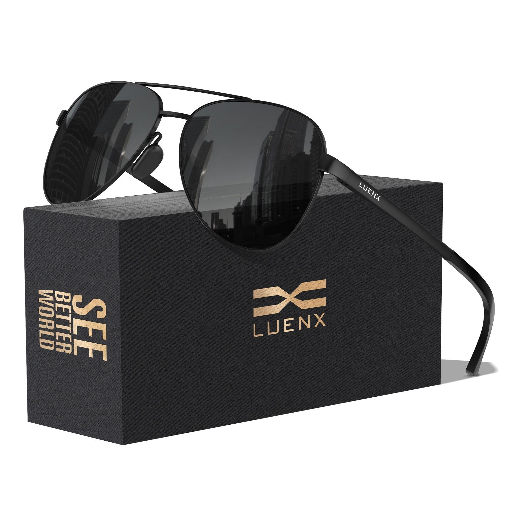 Aviator Sunglasses for Women Men Polarized Lens Trendy Sun Glasses - UV 400 Protection 60MM with Accessories Driving-image-14
