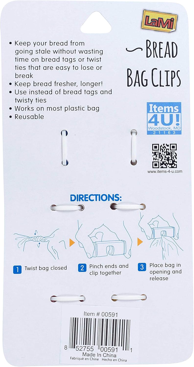 Jacent Squeeze Bread Bag Cinch Clips, Assorted Colors, 3 Count Per Pack - 1 Pack: Home & Kitchen