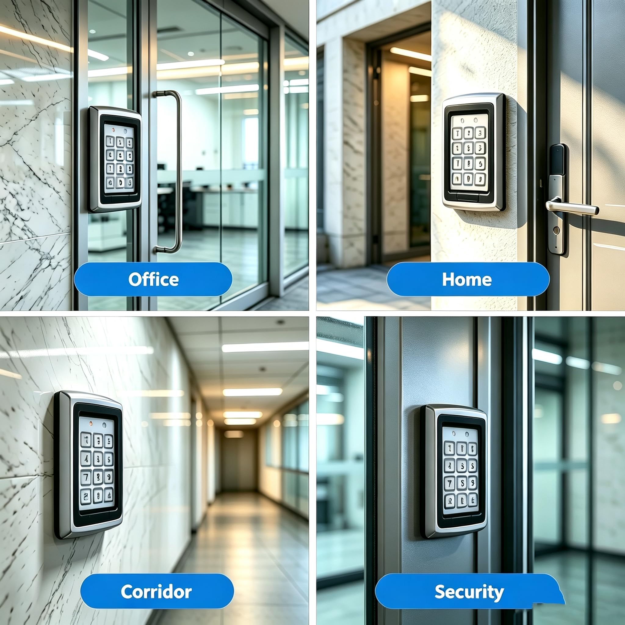 RFID-Zugangskontrollsystem aus Metall, Standalone-Tastatur, 1000 Benutzer | Komplettes Set mit Metalltastatur, 180 kg Magnetschloss, Netzteil, Exit-Taste, 10 ID-Schlüsselanhänger für Zuhause/Büro/Tor