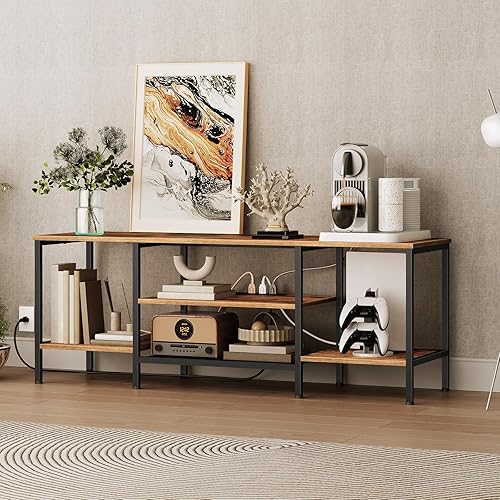 Miniatura 4 de HOOBRO TV Stand with Power Outlets to 65 Inches, TV Console Table with Open Storage Shelves, Industrial Media Entertainment Center for Living Room