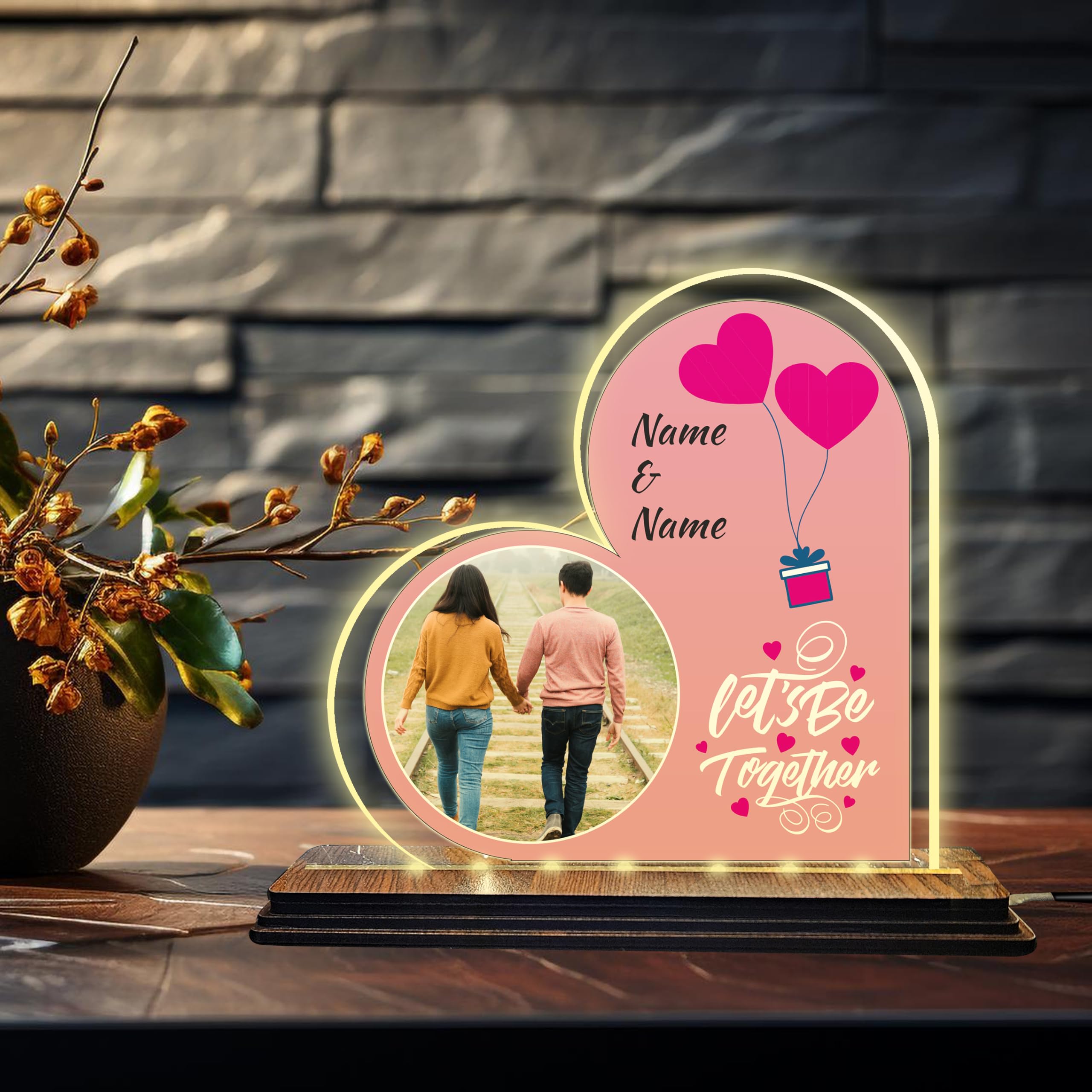 Brown Cloud Customised Acrylic Printed Anniversary/Valentine LED Table Lamp/Plaque Personalised with Name, Decoration/Gift for Family/Friend/Girlfriend/Boyfriend (LED ACRY USB VAL 02)(D7)-picture-27