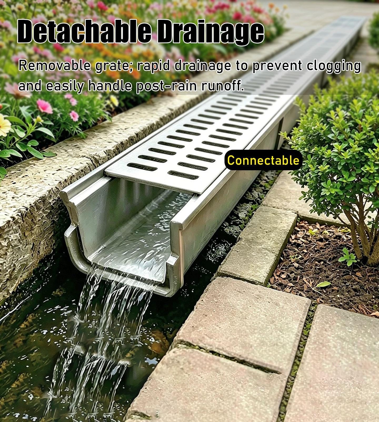 Canal de Drenaje Modular Estrecho en Forma de U con Rejilla Extraíble