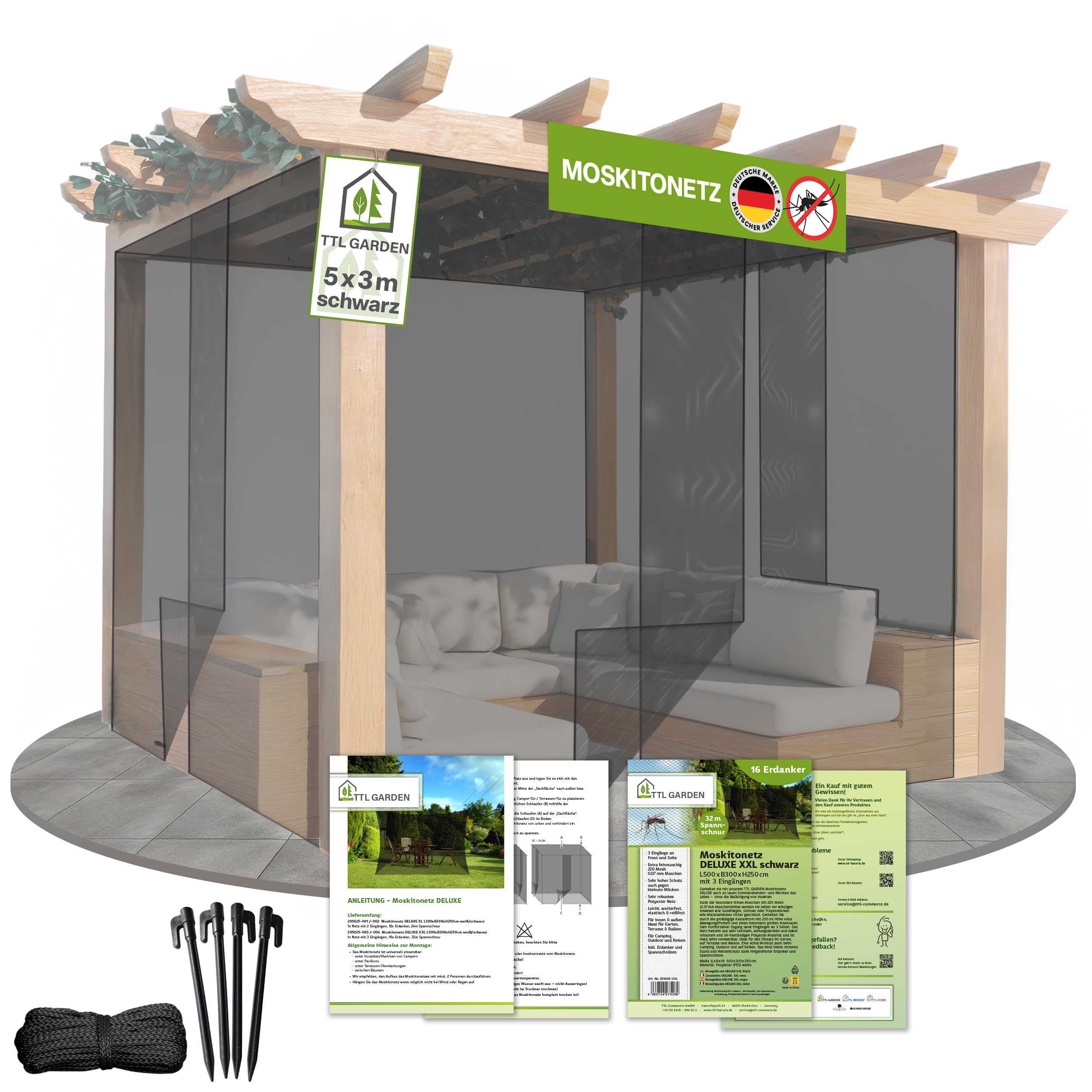 TTL GARDEN Moustiquaire Deluxe XXL - 500 X 300 X 250 Cm - Blanc