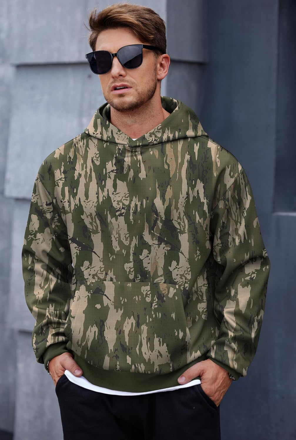 Men's Camo Hoodie Forest Print Midweight Soft Casual Hooded Pullover with Pocket (S-XXL) - Image 2