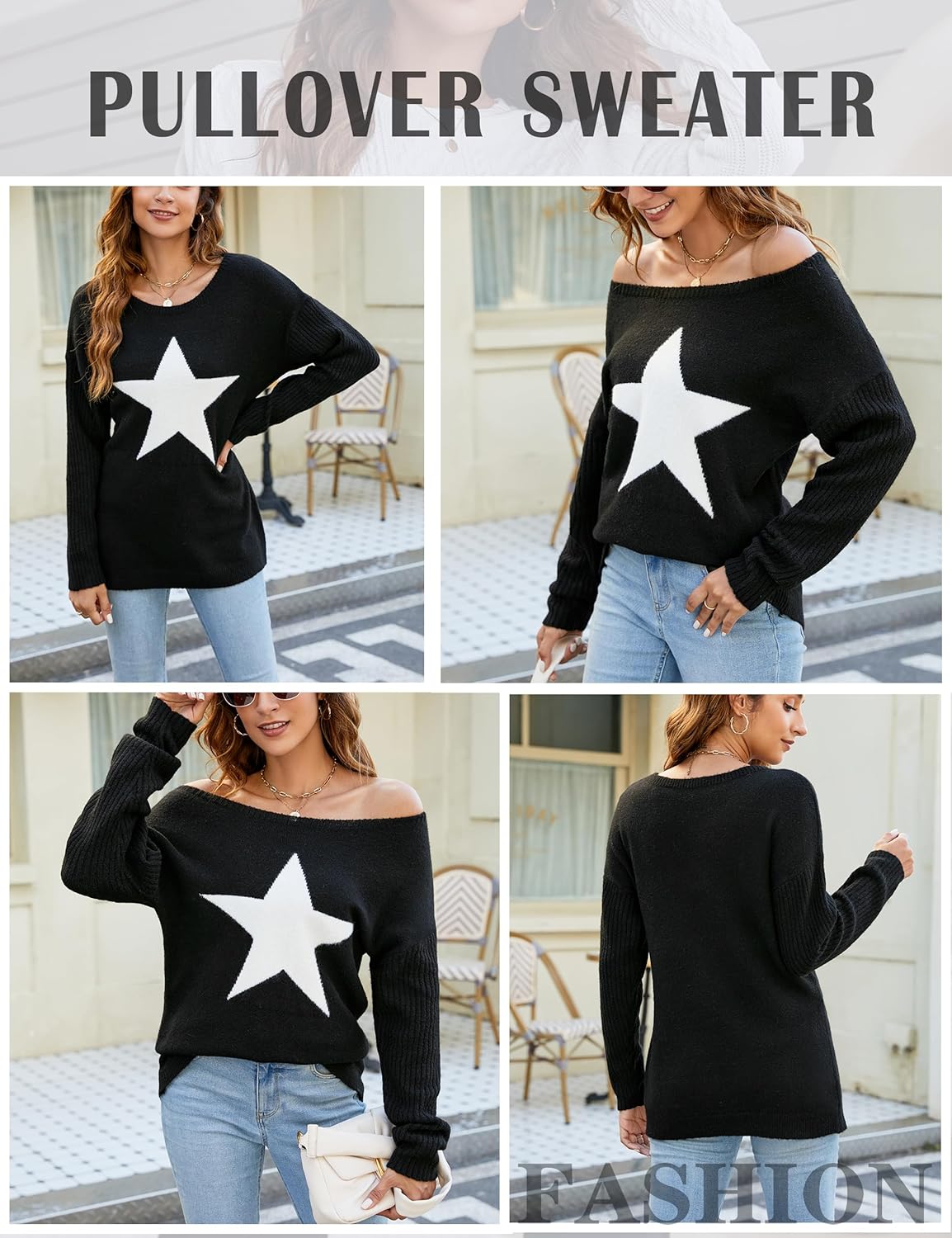 Blooming Jelly Women's Off The Shoulder Sweaters Cute Fall Tunic Tops Knitted Pullover Sweater - Image 4