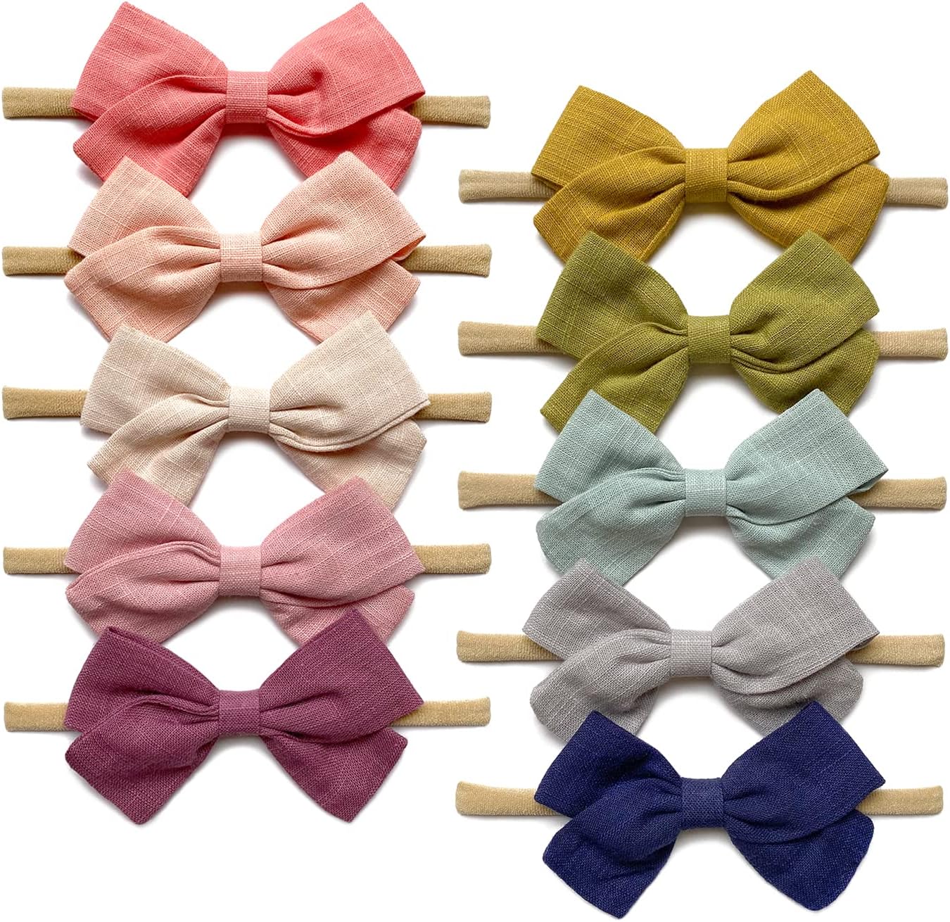 Cherssy Baby Girl Headbands and Hair Bows, 10pcs Stretchy Nylon Hairbands for Newborn, Infant, Toddlers