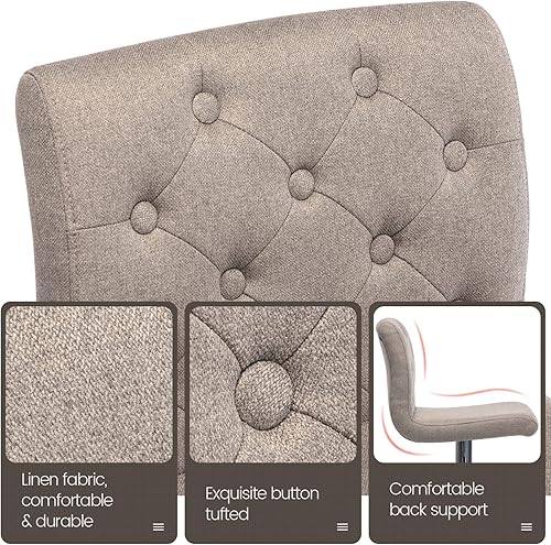 Miniatura 4 de Brage Living Taburete de bar de tela copetudo, taburete de bar giratorio ajustable con altura de mostrador con respaldo, silla de bar tapizada sin