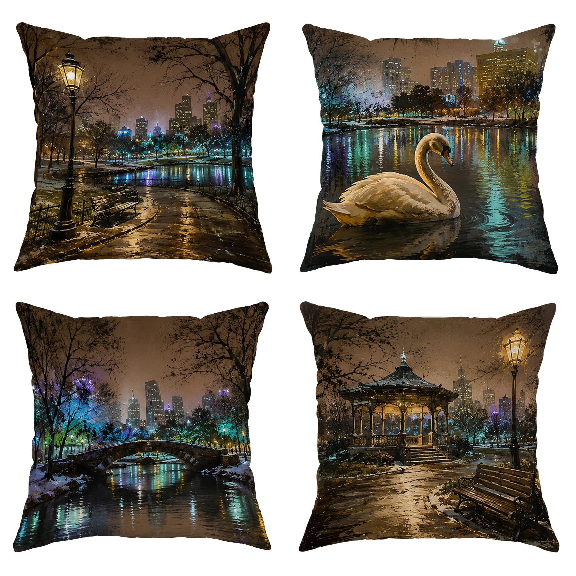 Housses de coussin salon motif cygne romantique pour décoration de canapé et lit