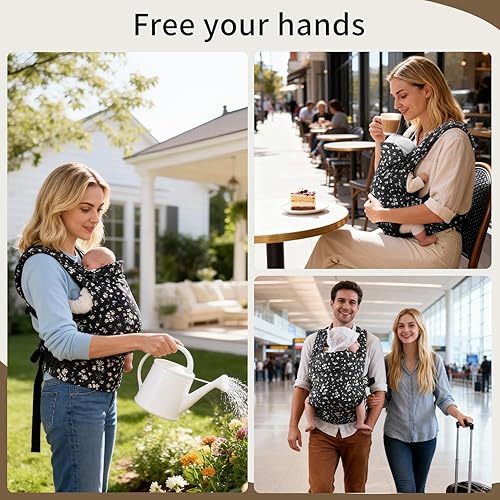 Miniatura 7 de FRUITEAM Portabebés, portabebés para niños pequeños con tamaño de asiento ajustable, cómodo y ergonómico portabebés recién nacido (7-25 libras),