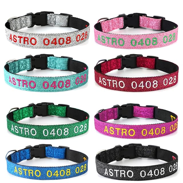 Collar reflectante personalizado para perro con nombre de mascota y número de teléfono