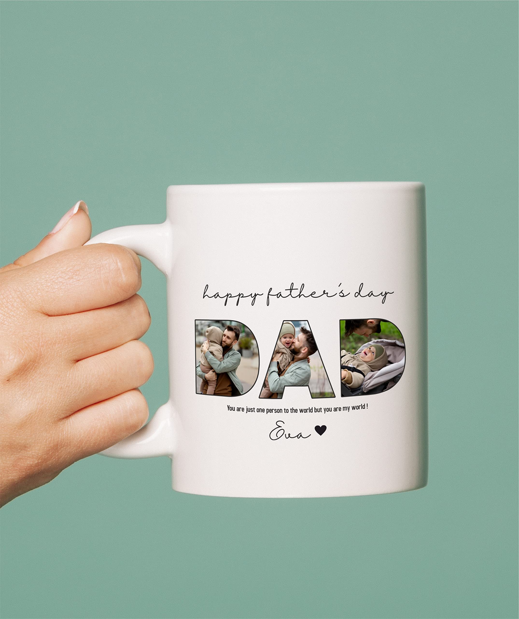 Happy Father's Day Dad Kişiselleştirilebilir Kupa Bardak - Customisable - Porcelain + Ceramic Coffee Mug - 330 ml - 11 Ounces - Express Shipping - Gift - Cup