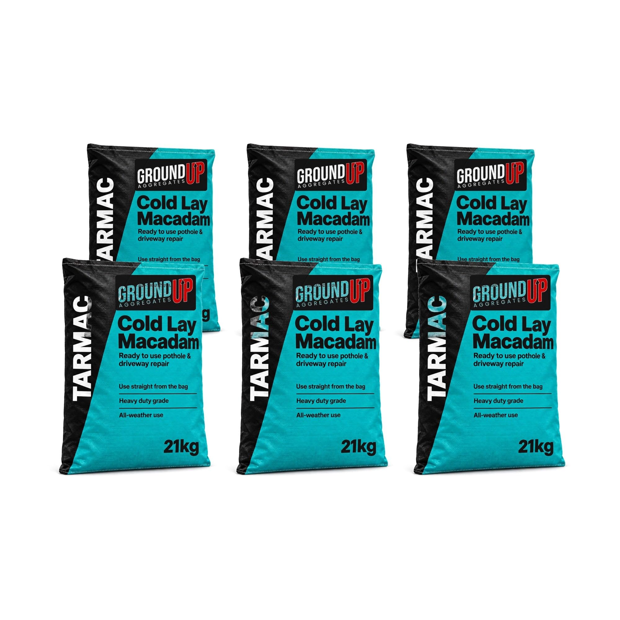 Cold Lay Tarmac 21kg x 6 Bags (126kg) Pothole & Driveway Repair