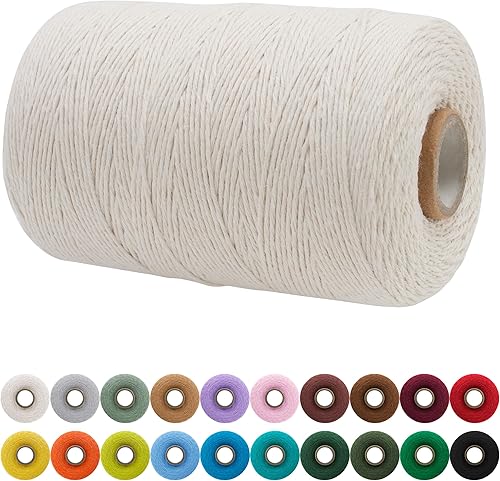 JeogYong Cuerda de macramé de una sola hebra de 0.039 in x 426 yardas (1279 pies), cuerda de algodón suave para macramé, cuerda de macramé de 0.039