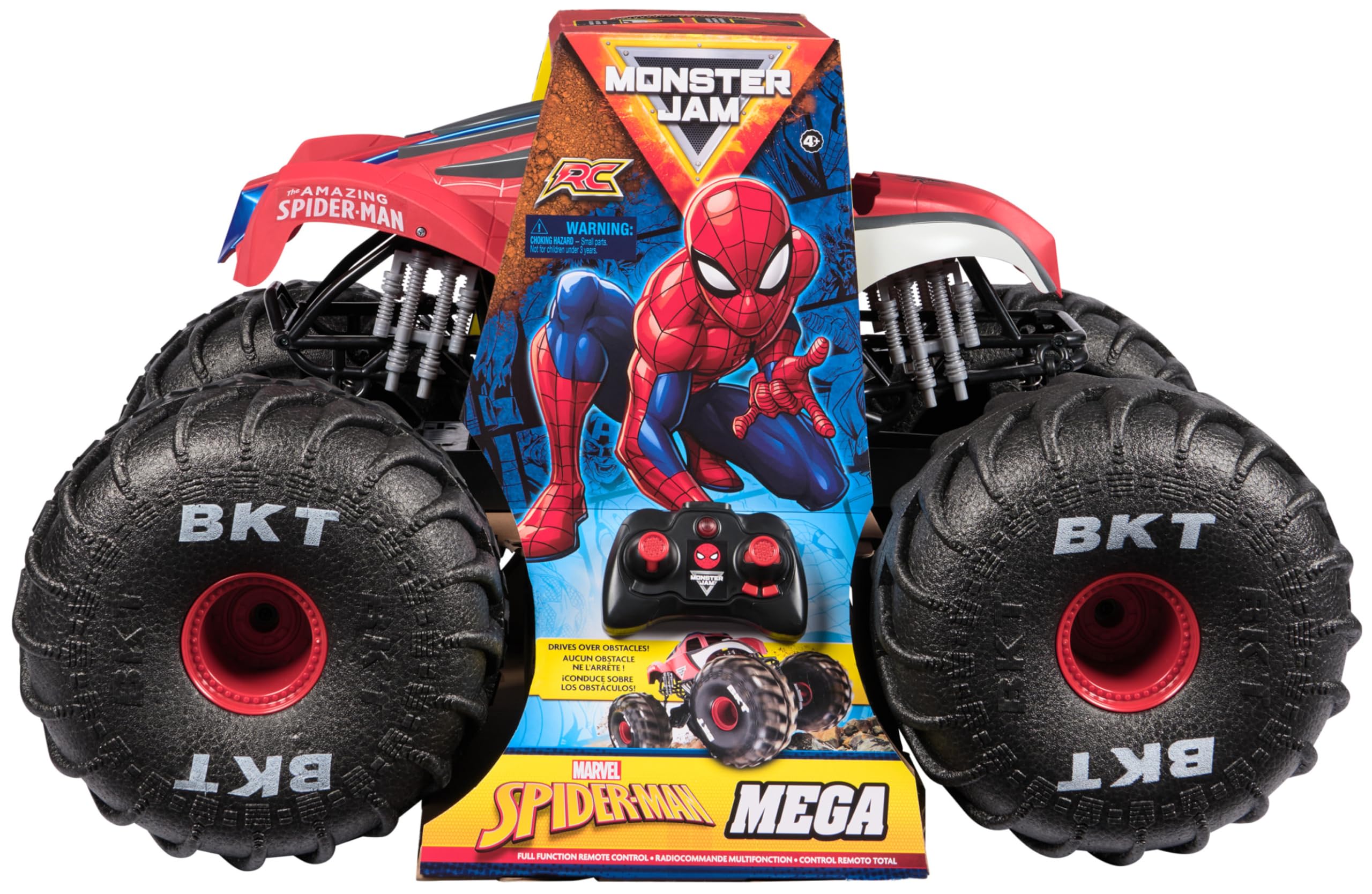 MONSTER JAM - COCHE TELEDIRIGIDO MONSTER TRUCK MARVEL MEGA SPIDERMAN, 62 CM ESCALA 1:6 - 6070554 - Coches para Niños - Camiones de Juguete para Niños - Juegos Infantiles - Juguetes Niños 4 años +